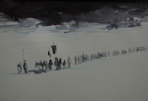 Prozessionszug im Schnee